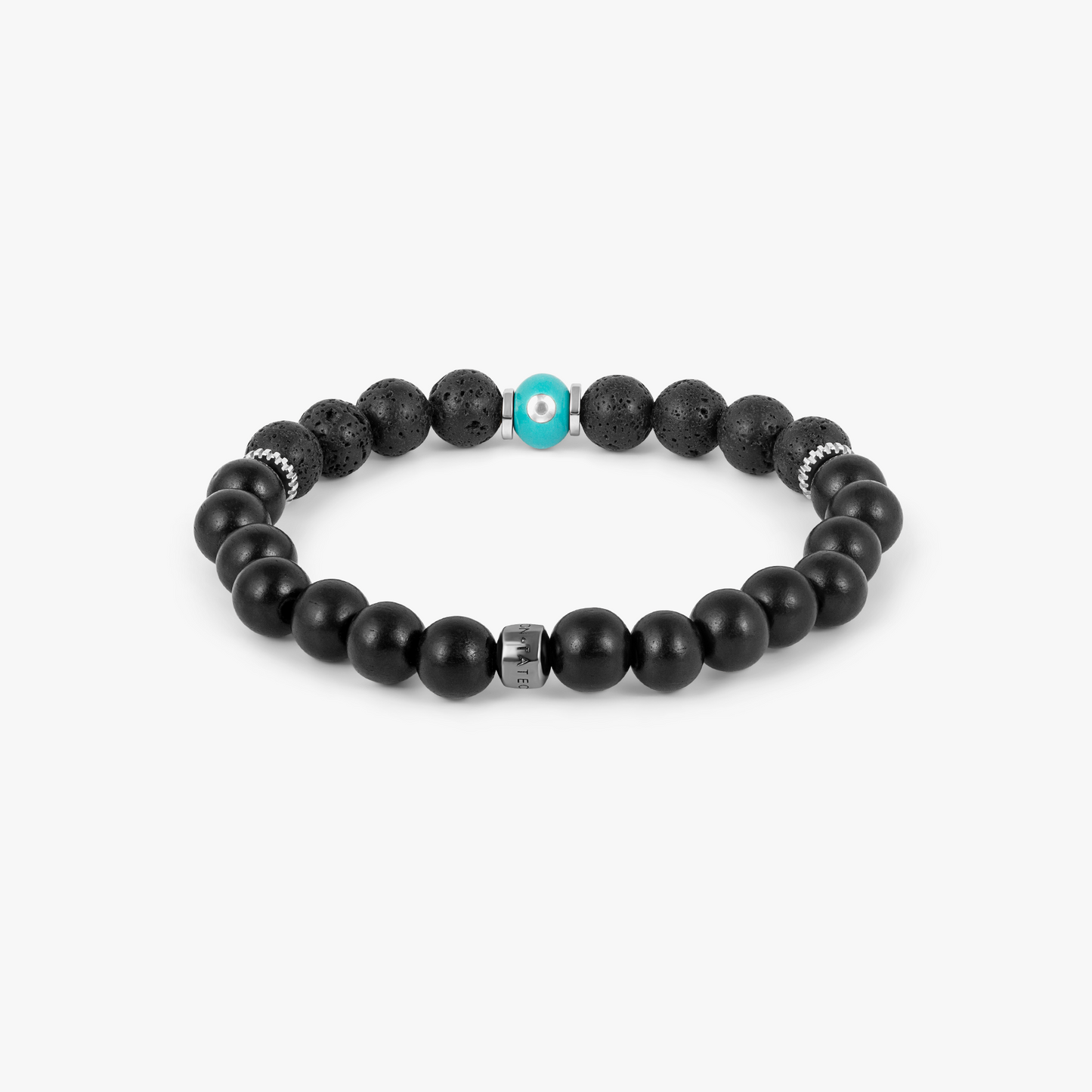 Milos Evil Eye Beaded Bracelet With Tiger Ebony Wood & Lava Beads