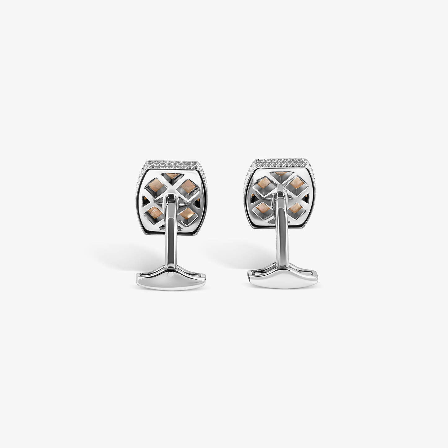Ascot Stirrup Cufflinks in Palladium plated & White Mother of Pearl