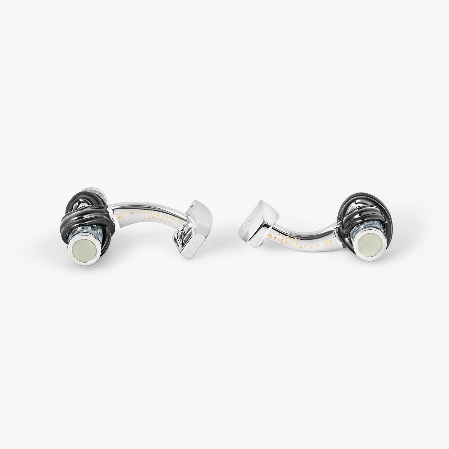 Carbon Infinity Talisman Cufflinks In Palladium Plated Base Metal With Grey Alutex