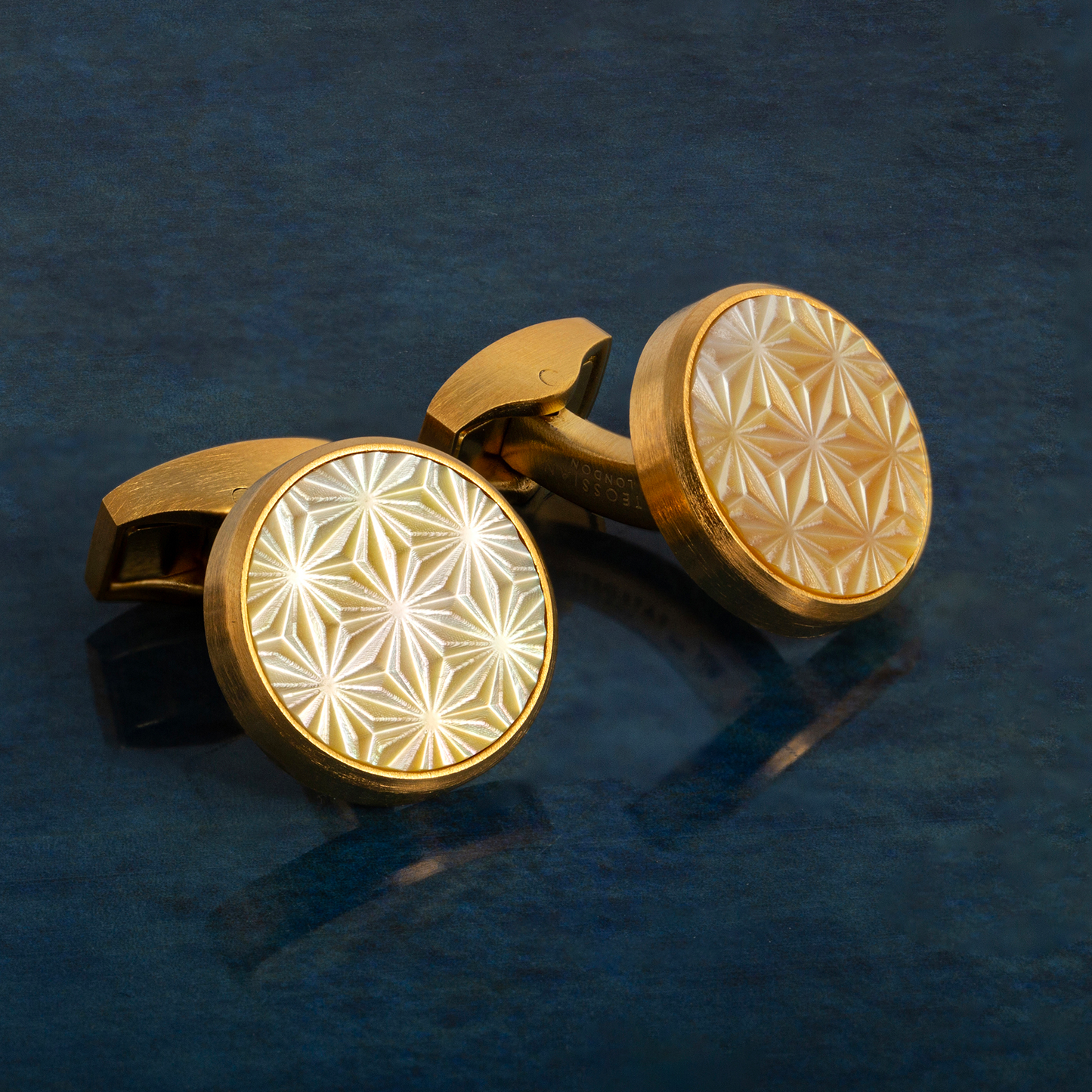 Asanoha Semi -Precious Cufflink in Yellow MOP & Palladium Plated