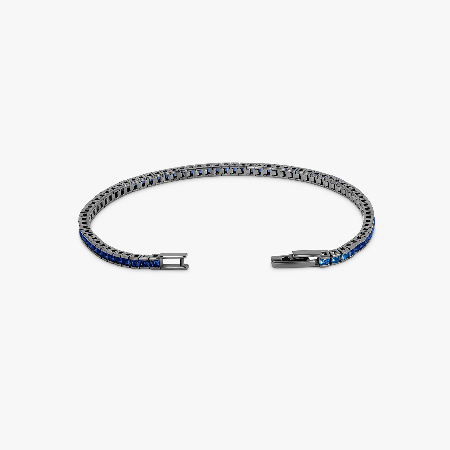 Quadro Tennis Semi-Precious Bracelet In Black Rhodium Plated Sterling Silver With Blue Spinel