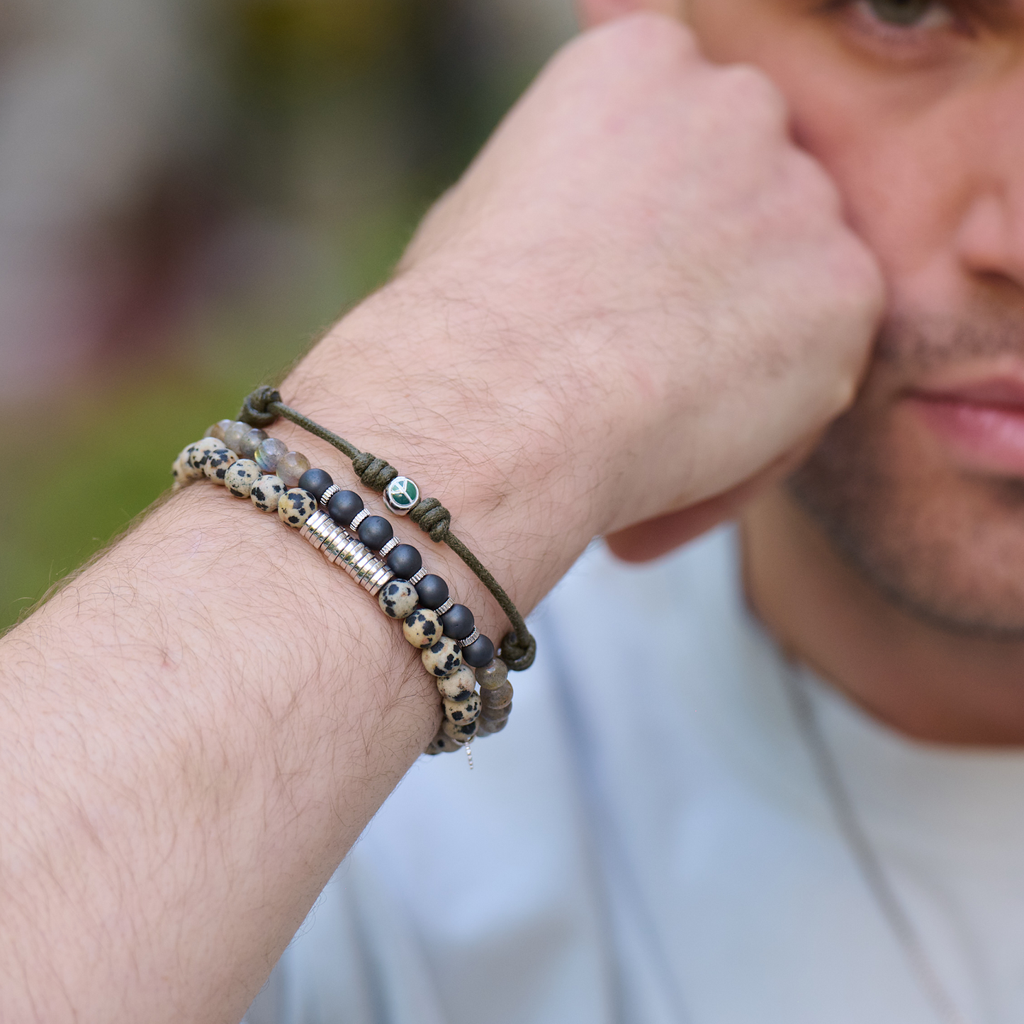 Macrame Titanium Bracelet With labradorite