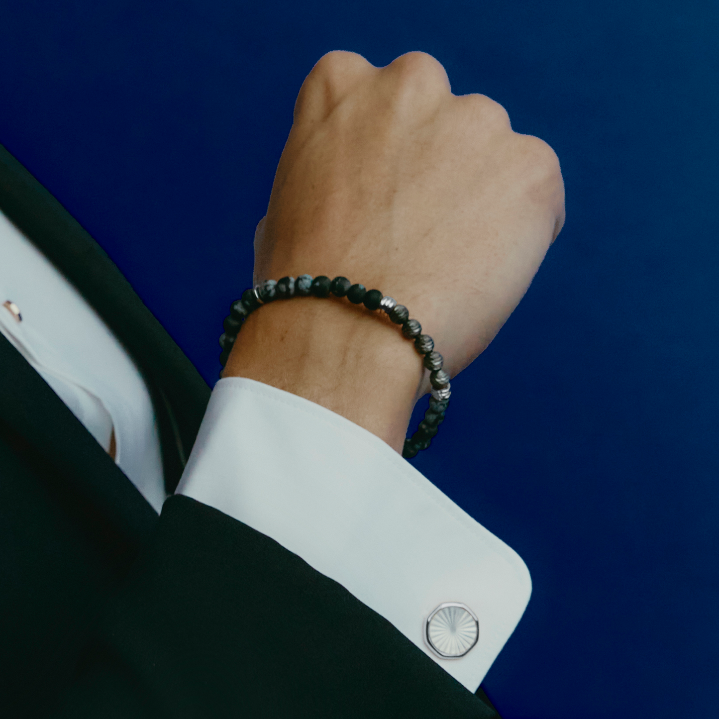 Stonehenge Graffiato Bracelet With Snowflake Obsidian