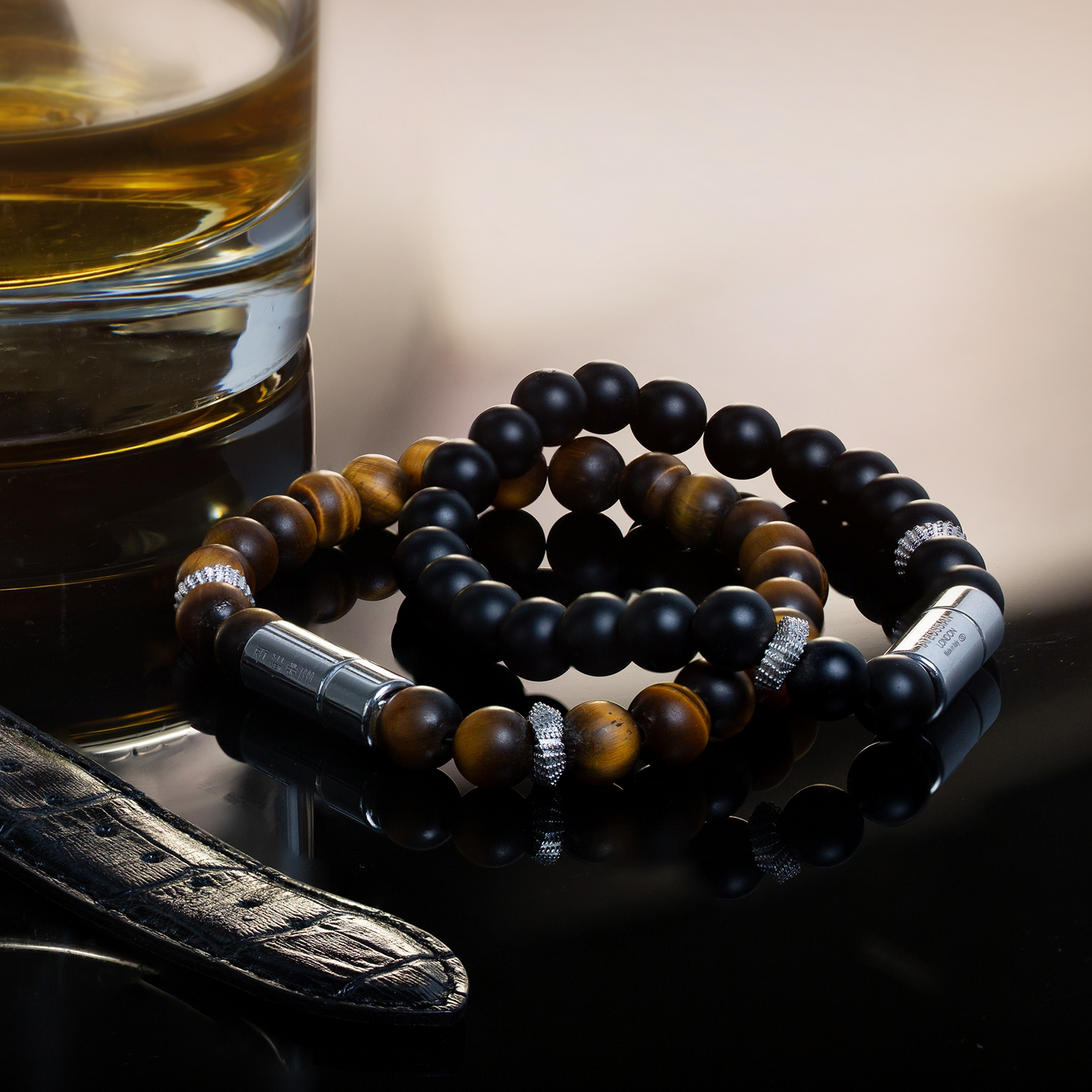 Pop Mobius Beaded Bracelet in Black Agate