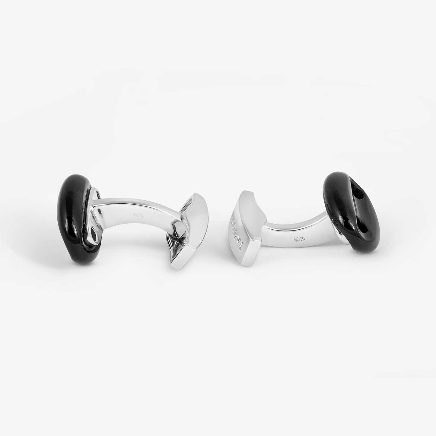 Marine Link Cufflinks In Rhodium Plated Sterling Silver With Onyx