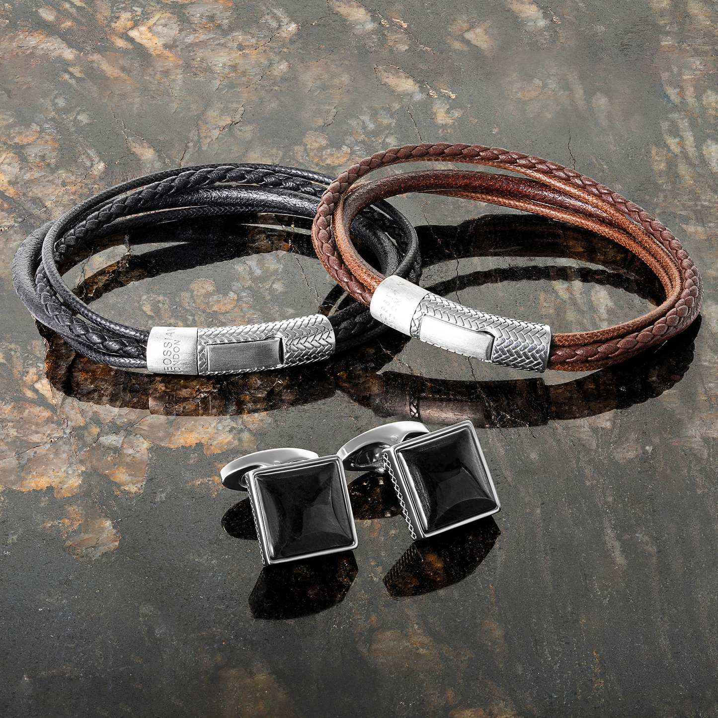 Titanium Classic Cufflinks With Onyx