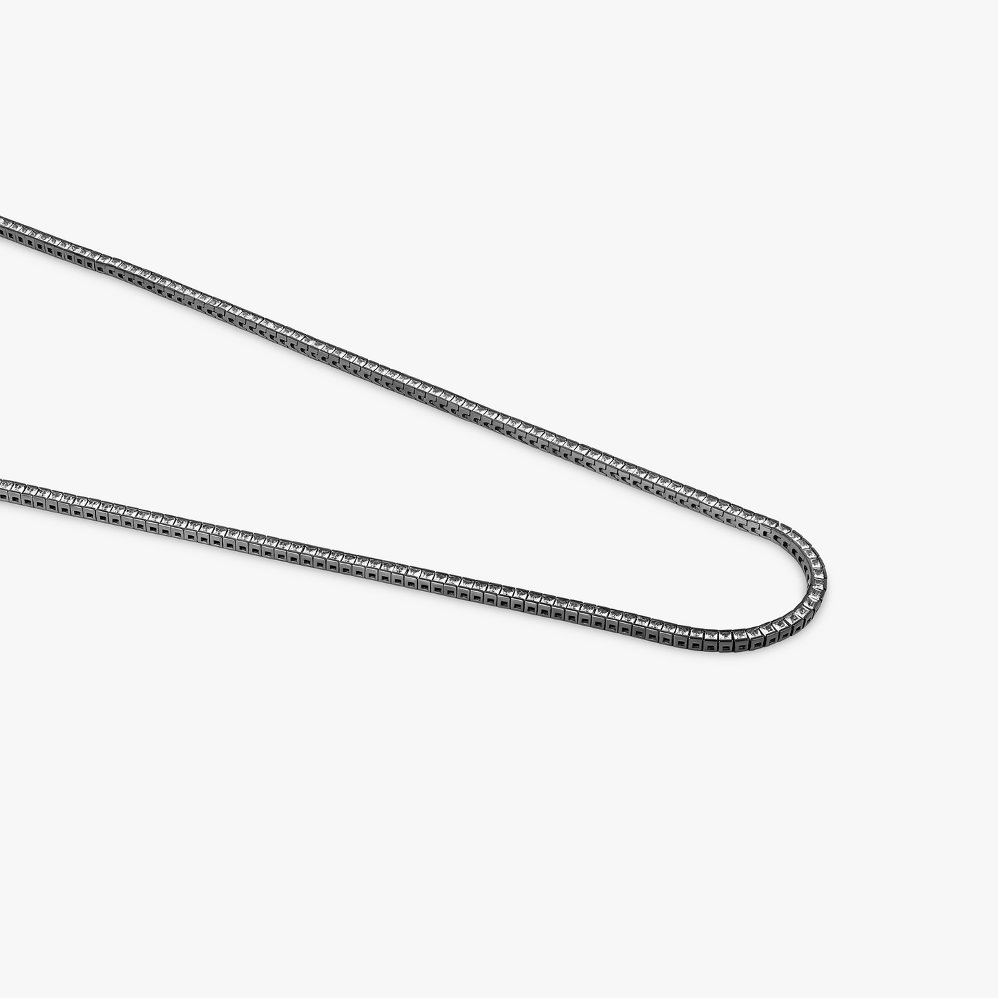 Quadro Tennis Semi-Precious Necklace In Black Rhodium Plated Sterling Silver With White Spinel