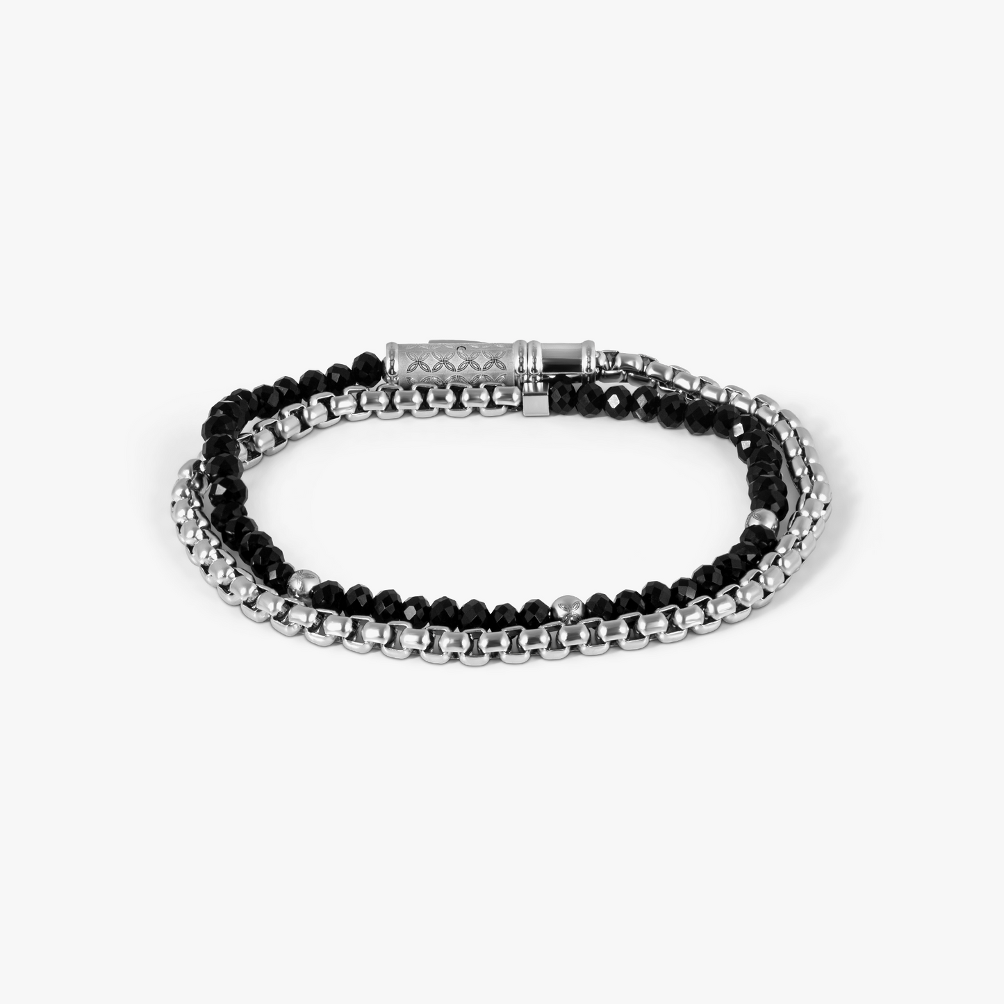 THOMPSON Lucky Clover Double Wrap Bracelet With Black Agate