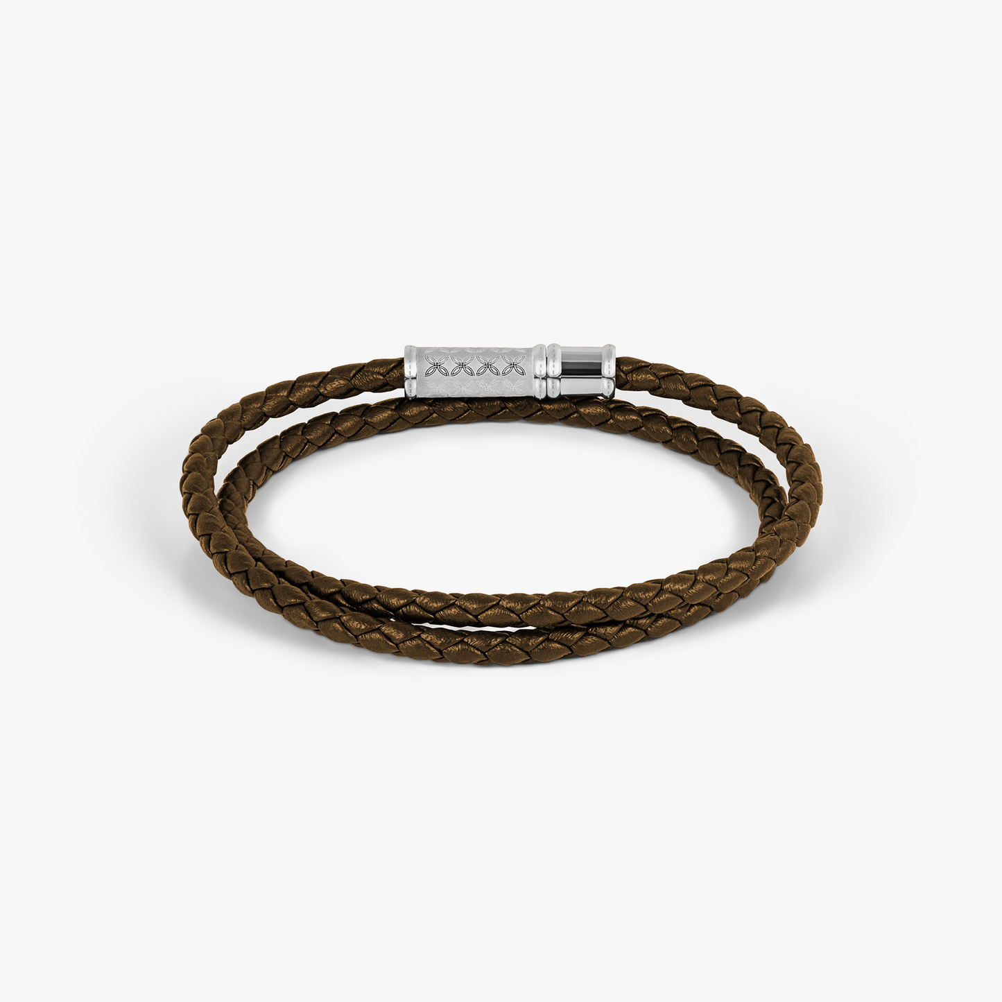 THOMPSON Lucky Clover Double Wrap Bracelet In Brown Leather
