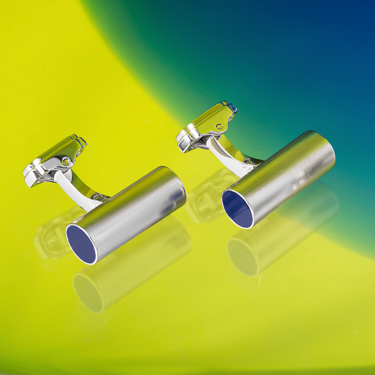 THOMPSON Cylinder Cufflinks With Navy Enamel