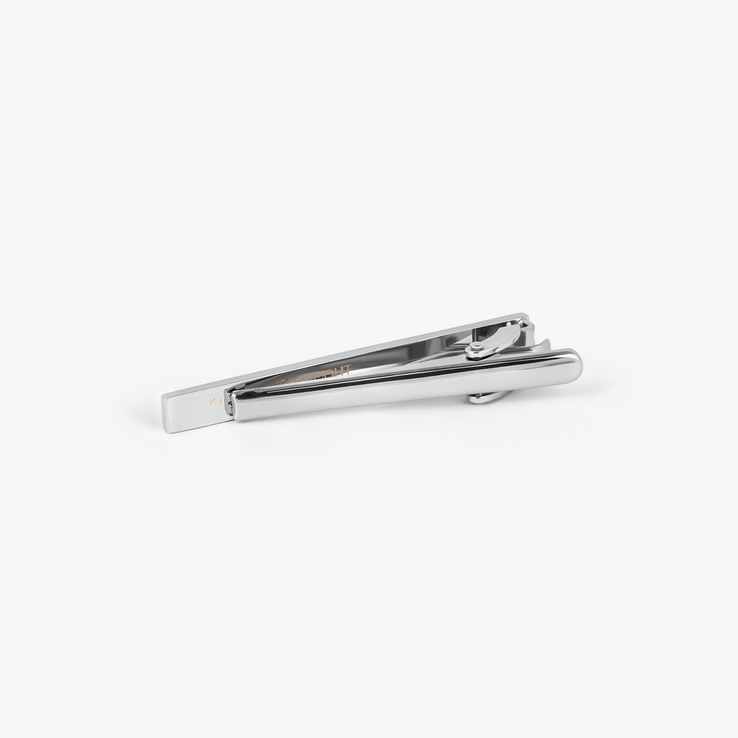 THOMPSON Carbon Fibre Tie Clip In White Bronze plated Base Metal With Grey Alutex