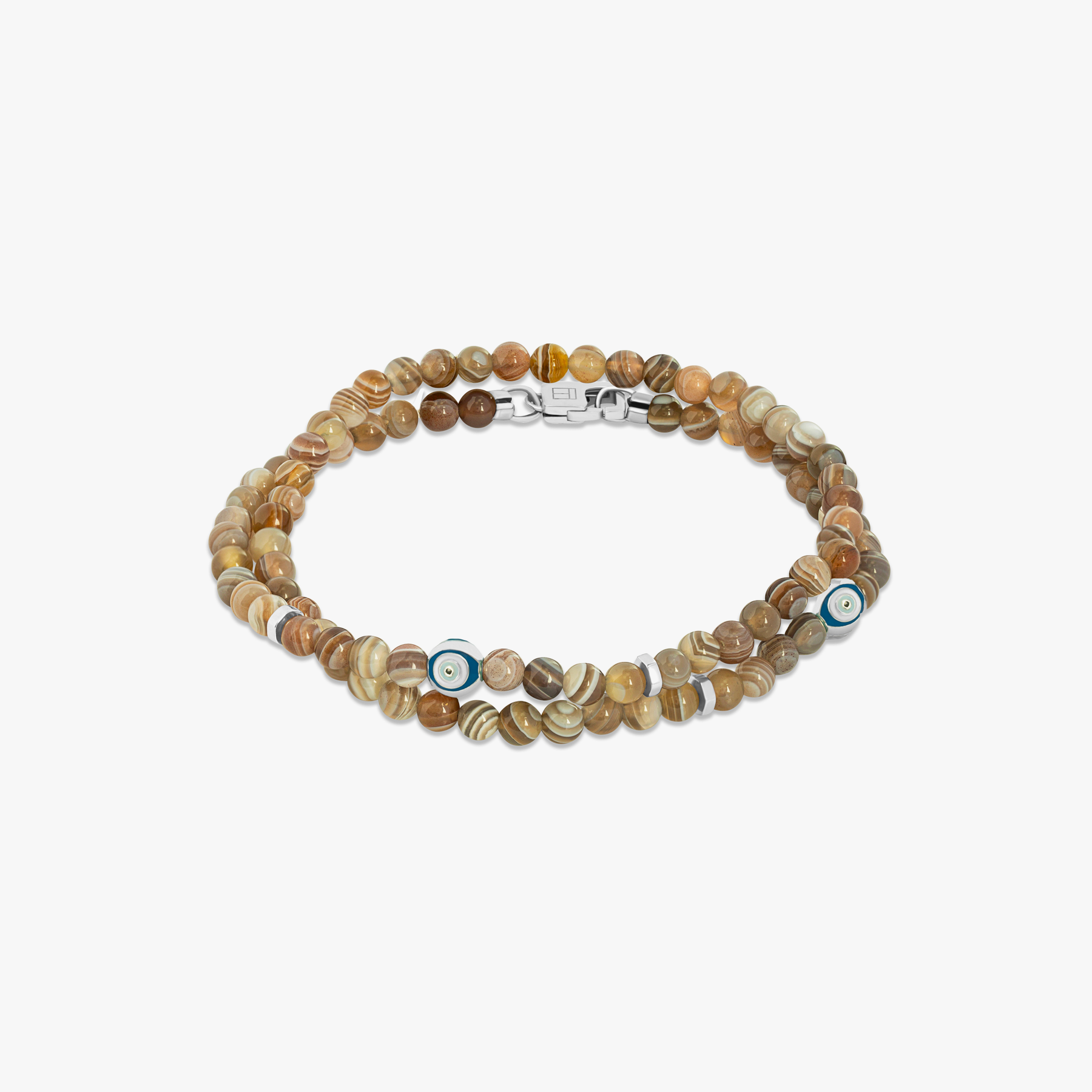 Evil Eye Agate Double good Stretch Bracelet