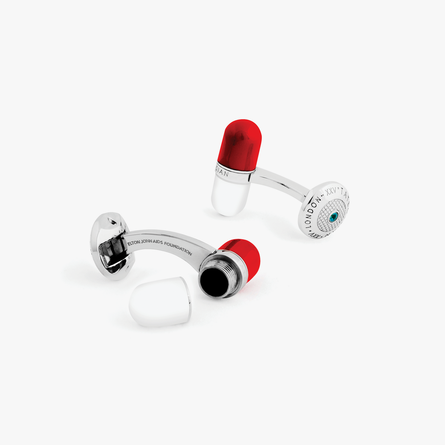 Pop Pill Cufflinks in Red and White Enamel