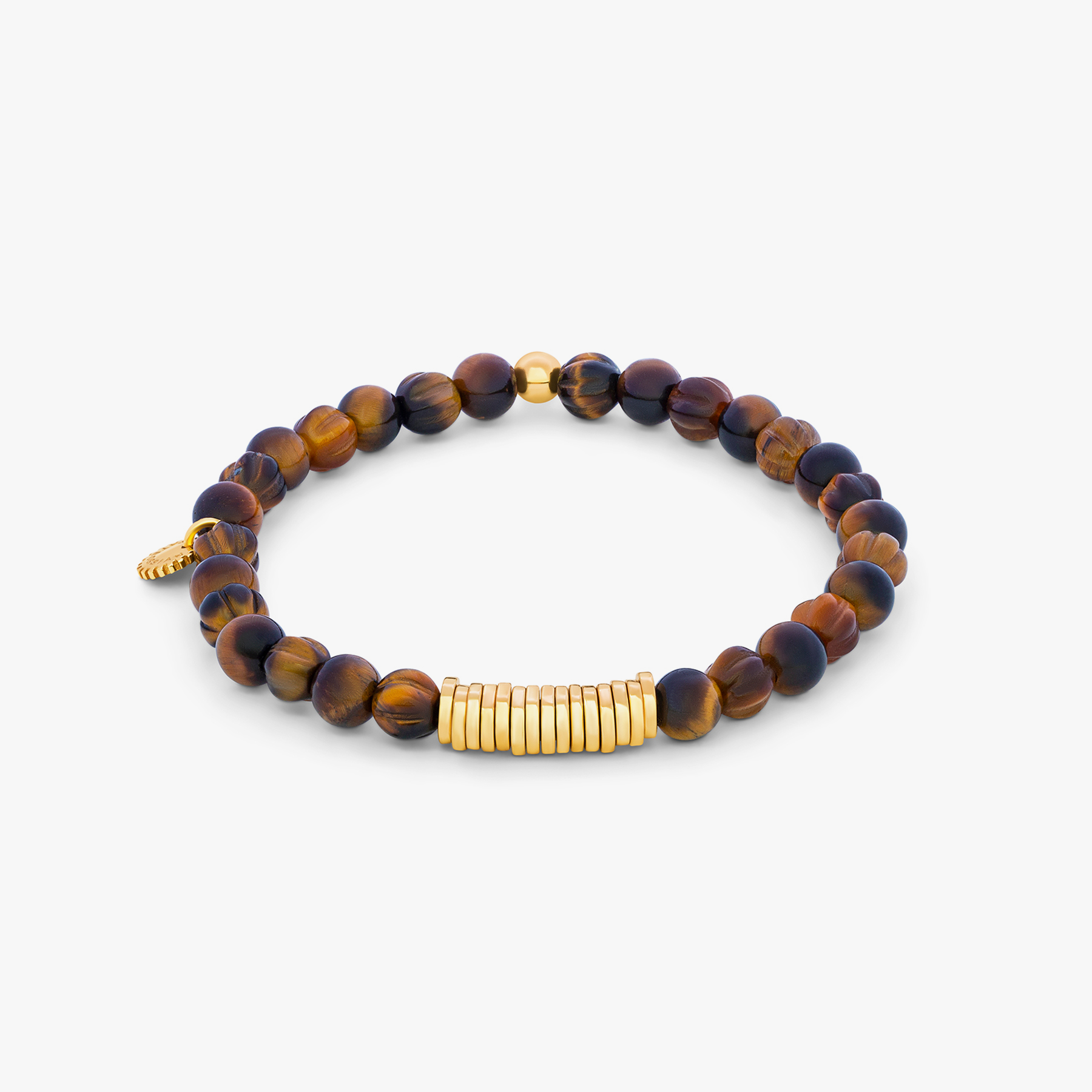 Tateossian Tiger Eye Bracelet with Sterling Silver Discs deals - Size Small (16cm)