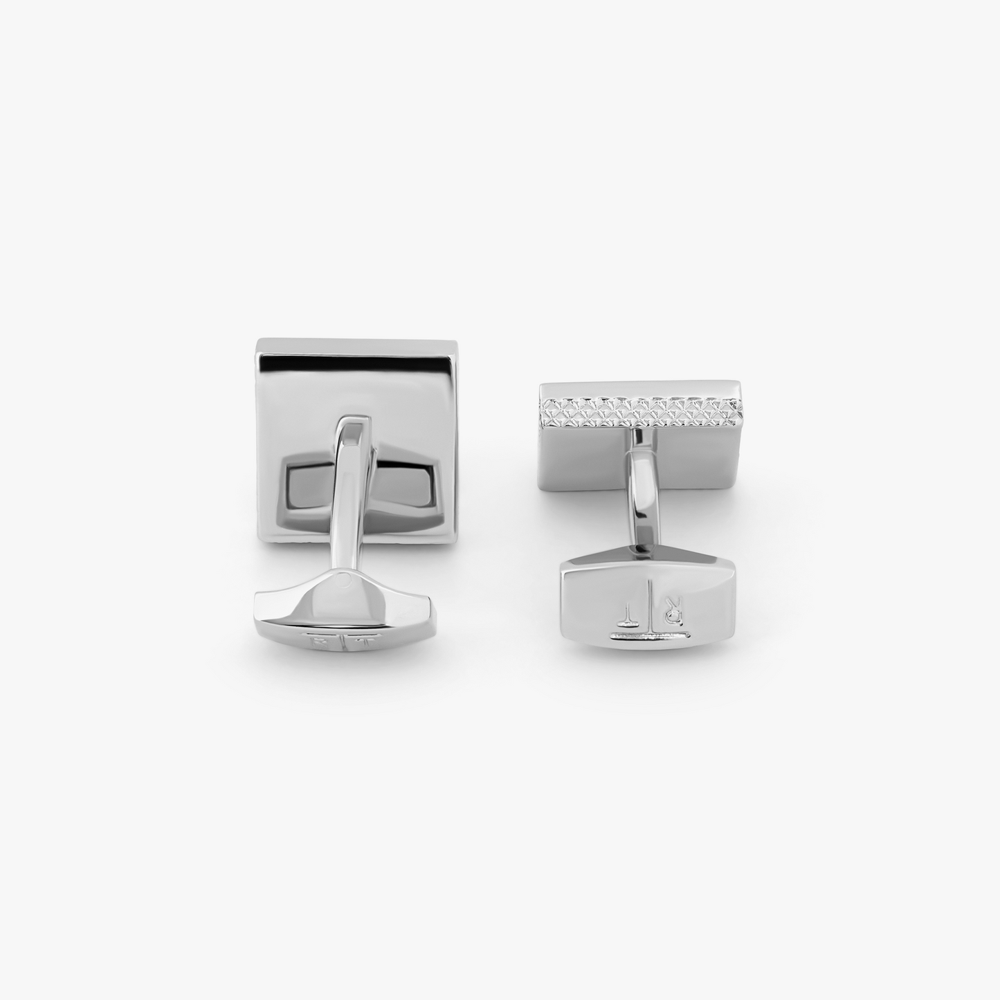 Geometric Cufflinks In Palladium Plated with red enamel