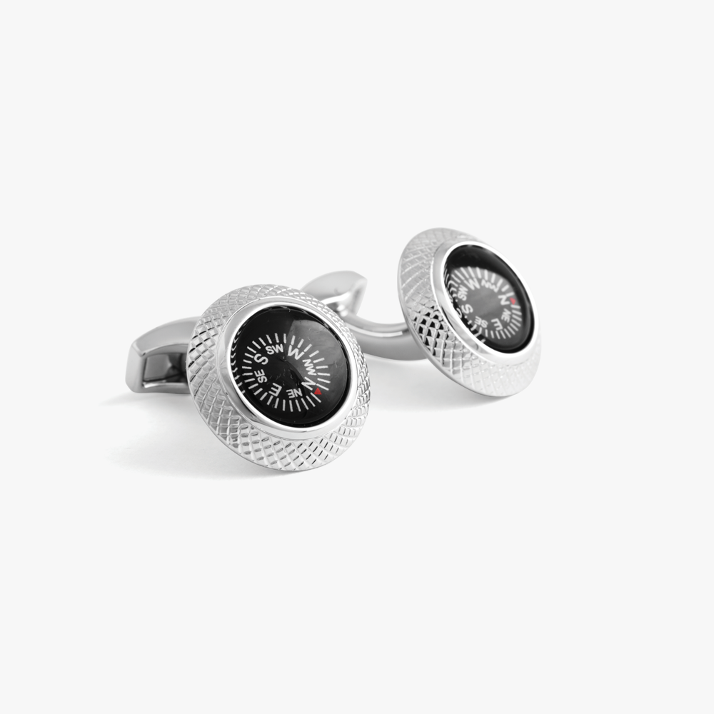 TATEOSSIAN コンパスカフリンクス Compass Cufflinks in Palladium Plated – Tateossian London