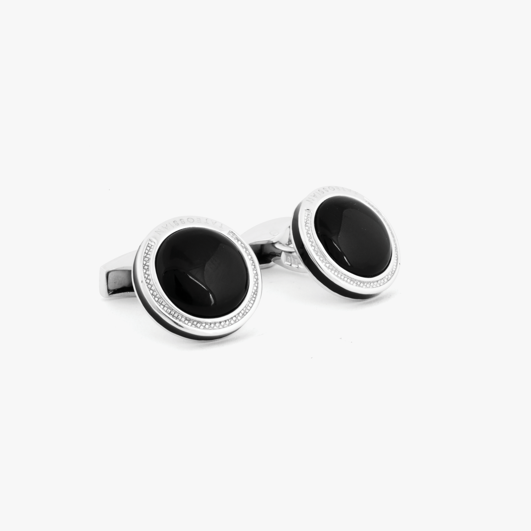 Silver onyx cufflinks discount