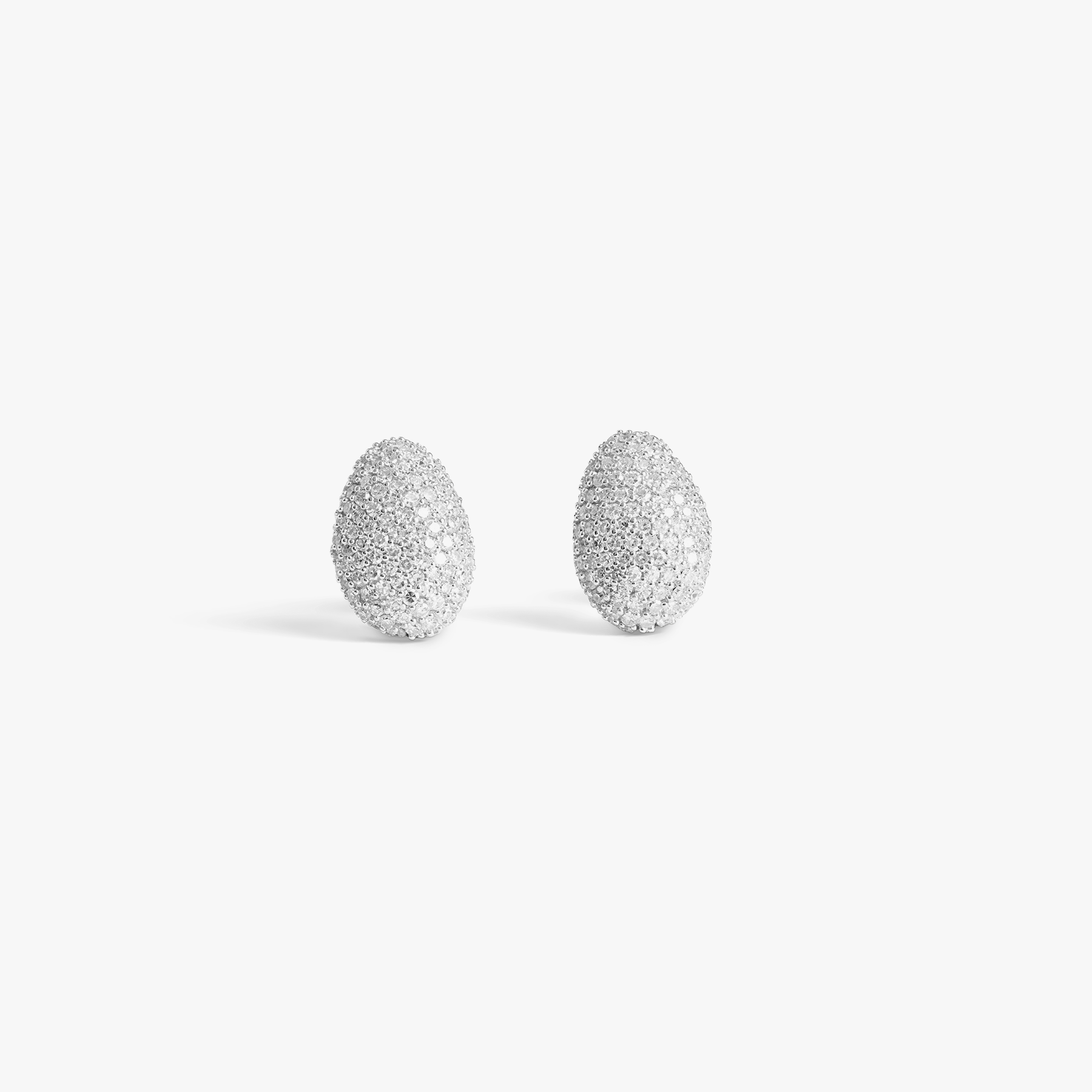 Sterling silver Pebble white diamond stud earrings Tateossian London