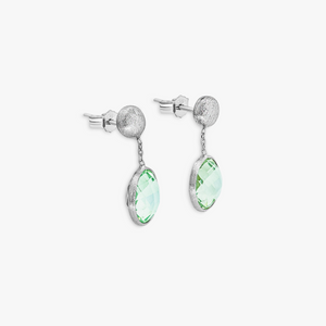 9K satin white gold Kensington drop earrings with green amethyst