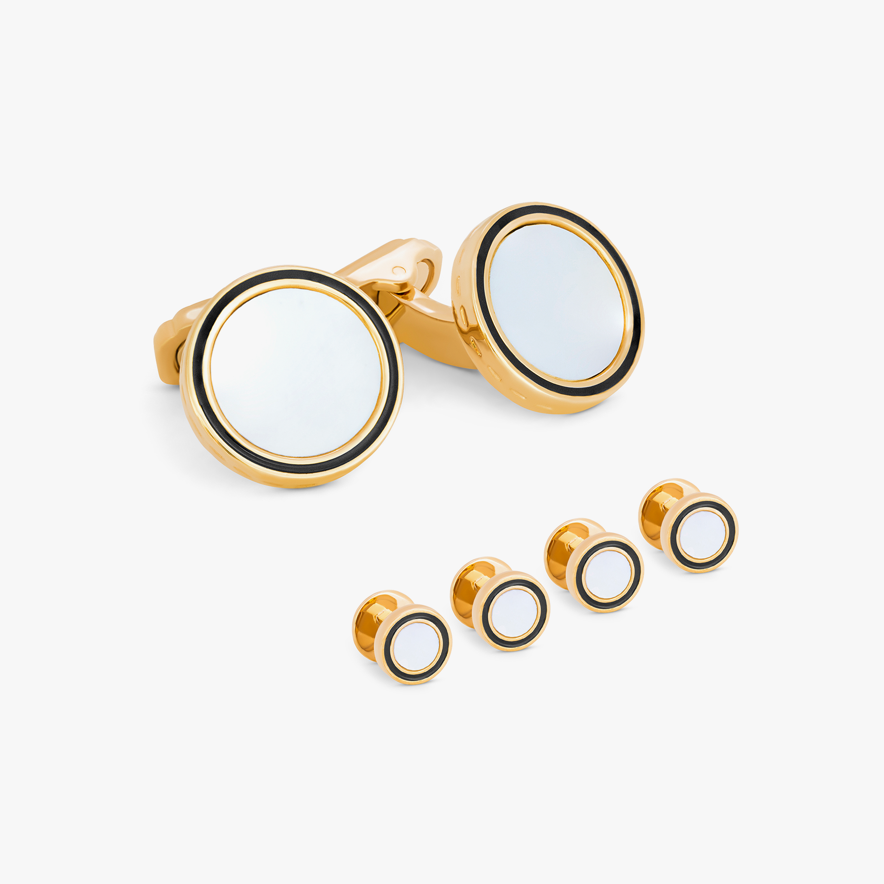 Thompson MOP Yellow Gold Plated Shirt Studs – Tateossian London