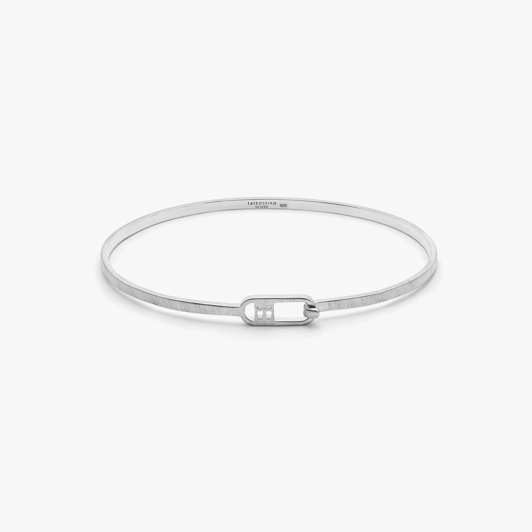 T bangle in brushed sterling silver