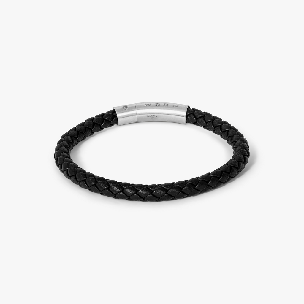 Black leather Diamond Giza bracelet – Tateossian USA