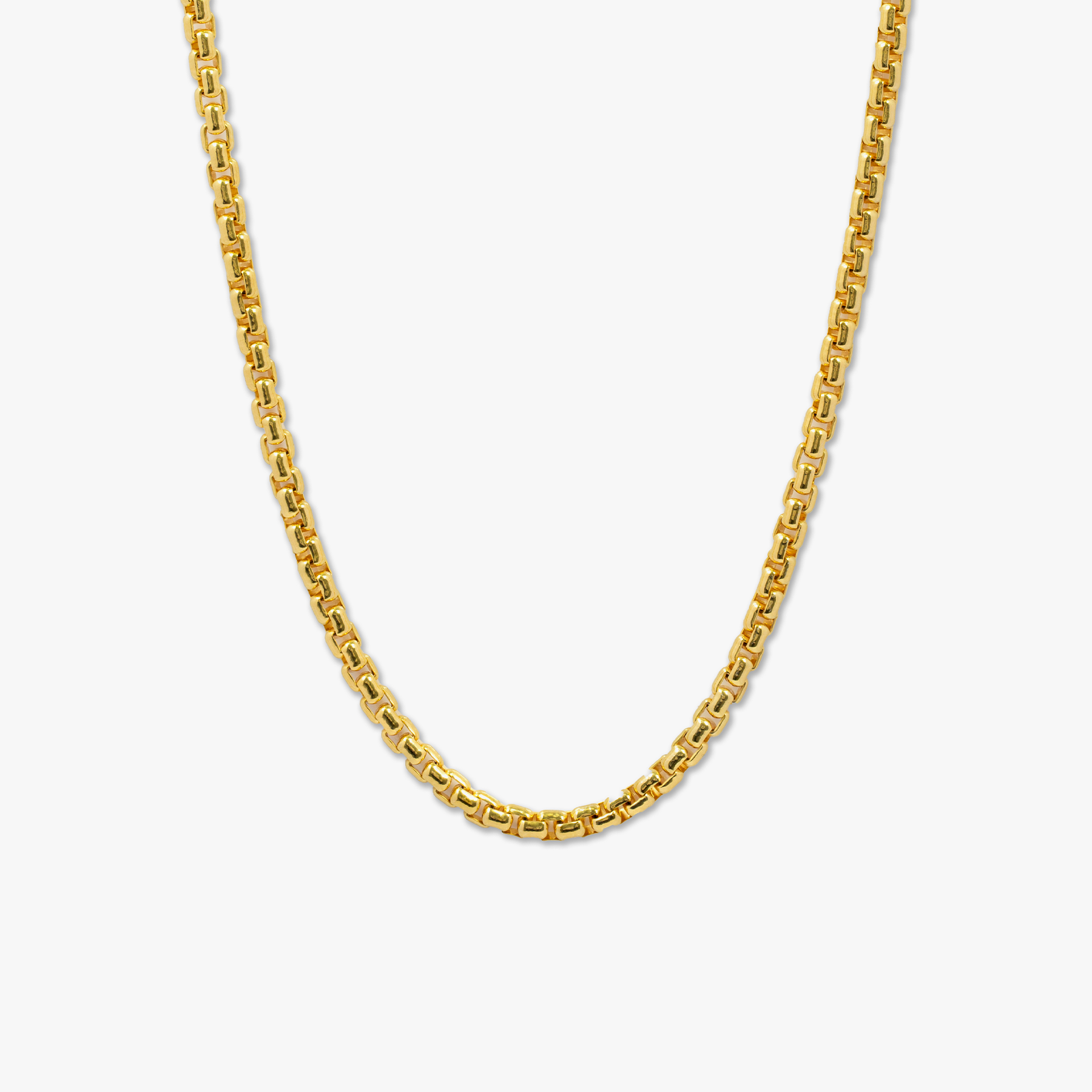 Box Chain Necklace In Yellow Gold Plated 1.5mm- Eco-Friendly Box Chain Necklace In Yellow Gold Plated 1.5mm- Eco-Friendly