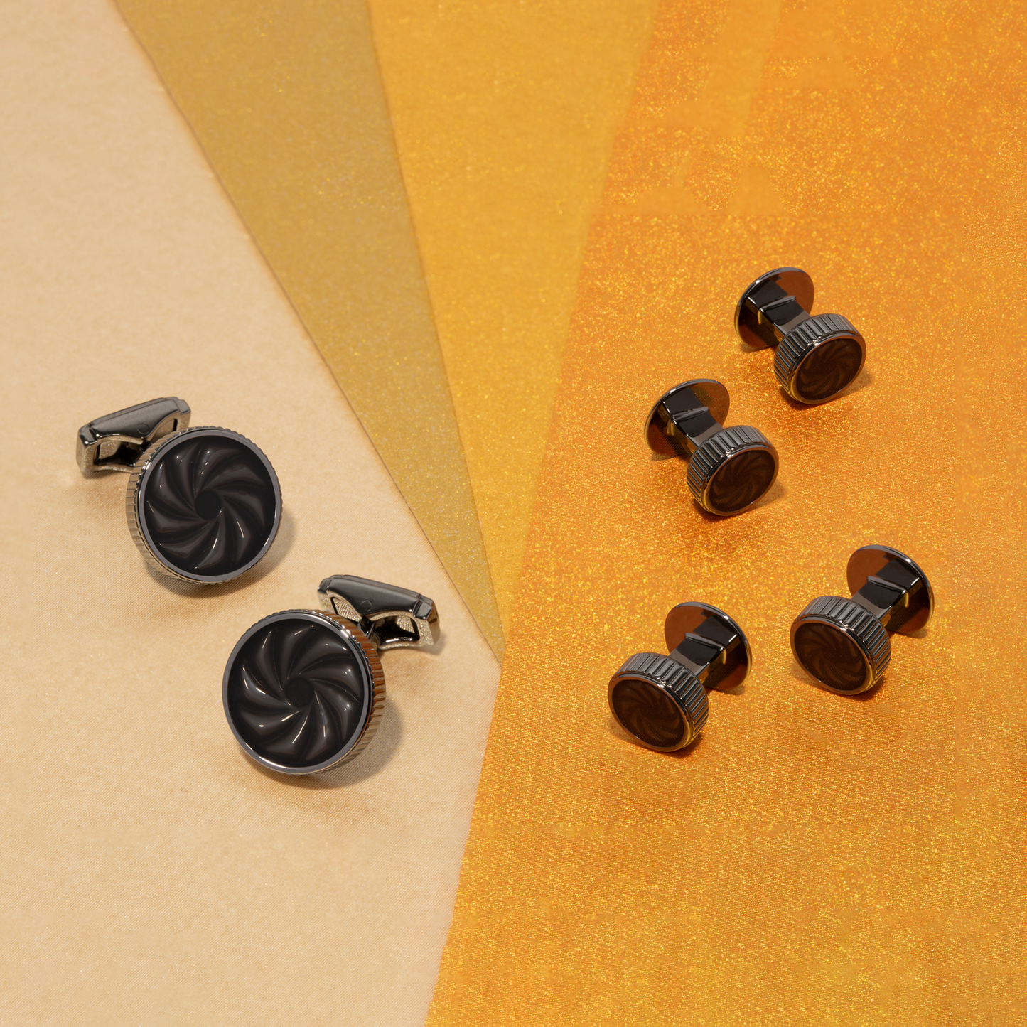 THOMPSON Optical Lens Shirt Studs In Palladium Plated