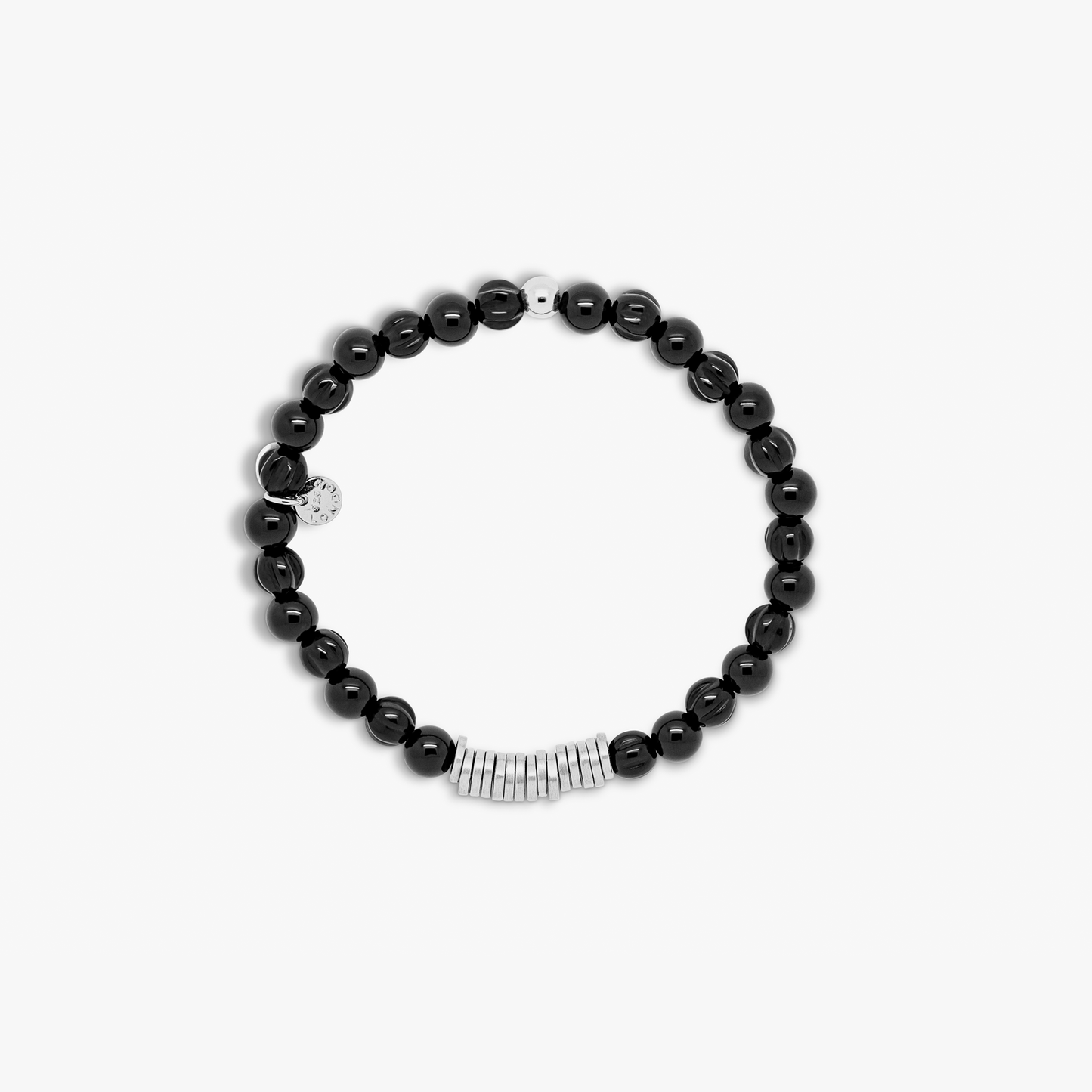 Classic Discs Beaded Bracelet With Black Agate