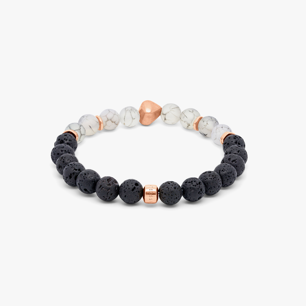 Nugget bracelet In Rose Gold-Coloured Silver with frosted fire agate