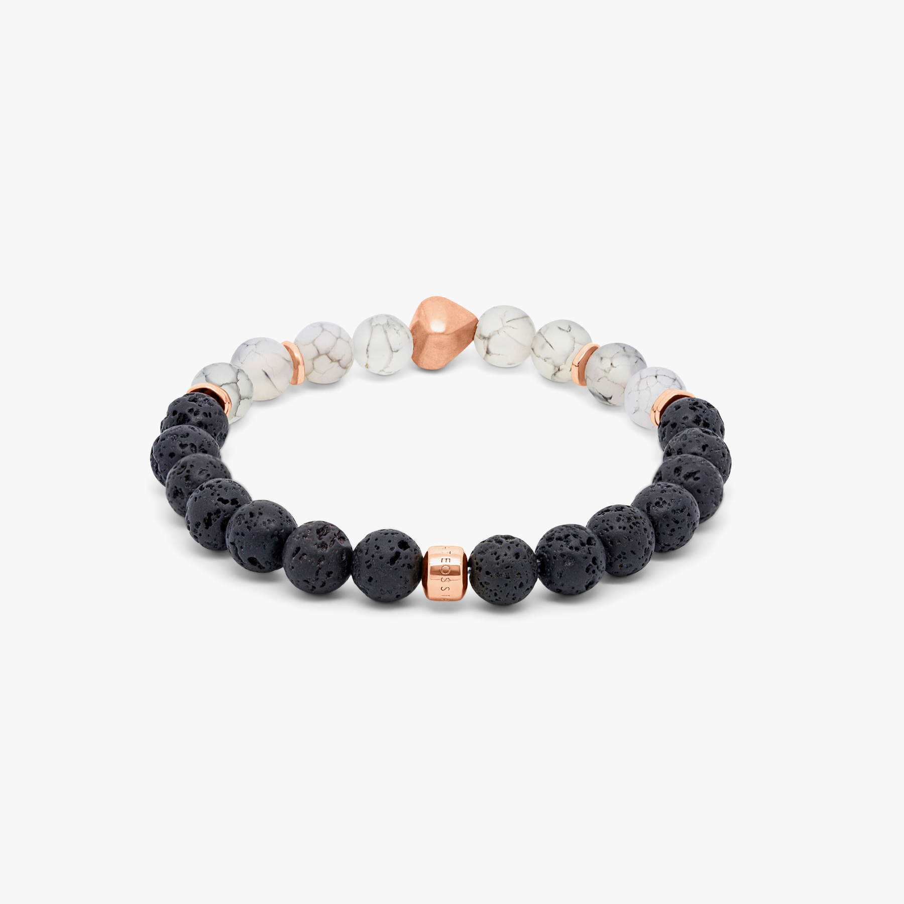 Nugget bracelet In Rose Gold-Coloured Silver with frosted fire agate