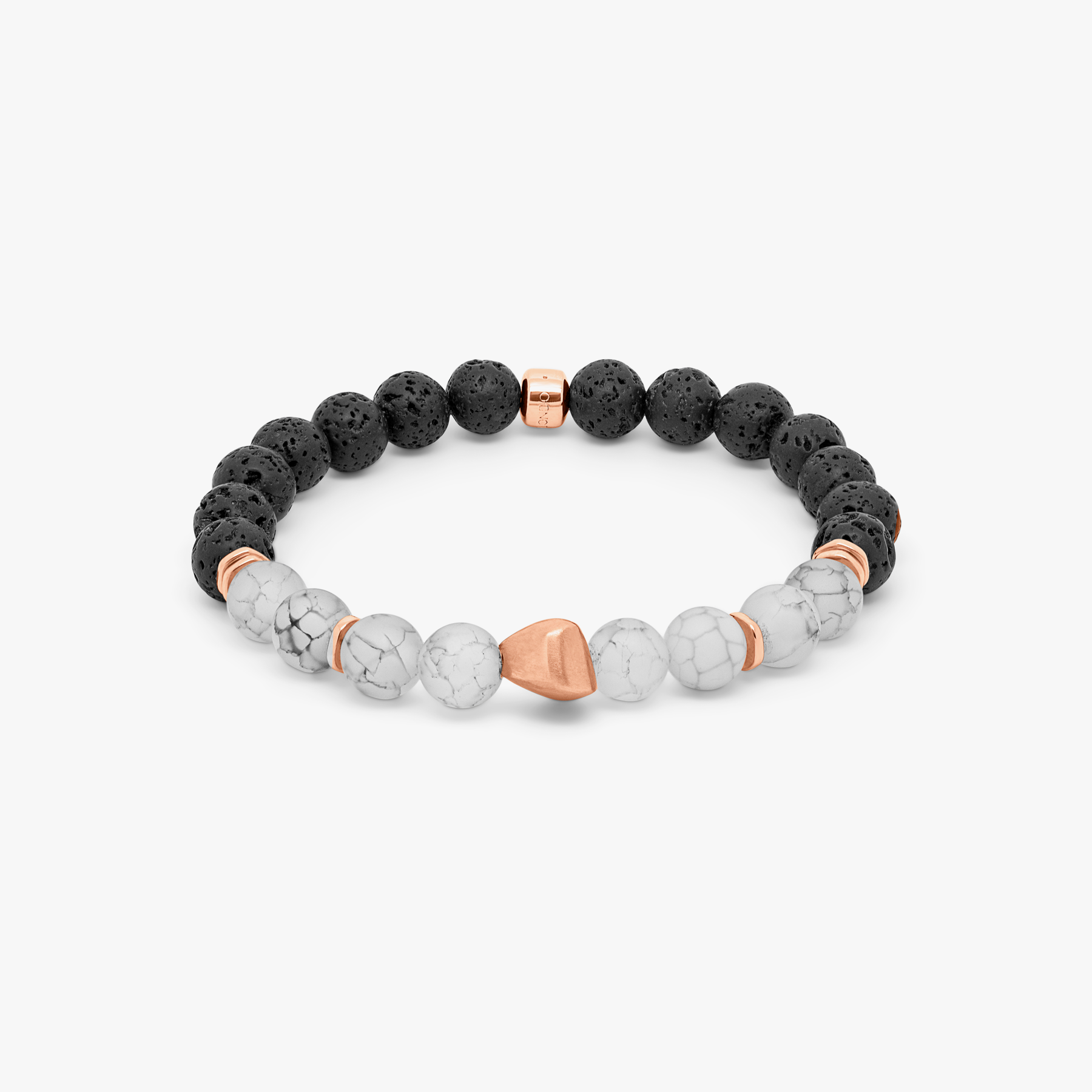 Nugget bracelet In Rose Gold-Coloured Silver with frosted fire agate