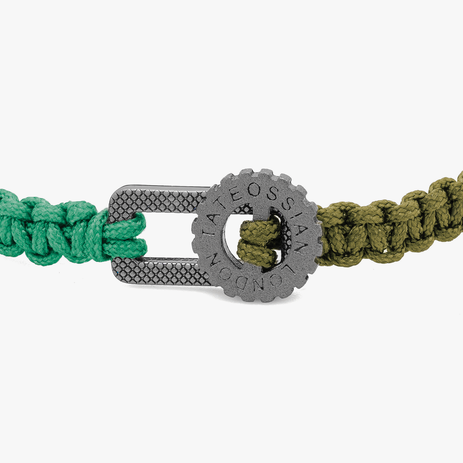 Gear Primo bracelet in green macramé with sterling silver