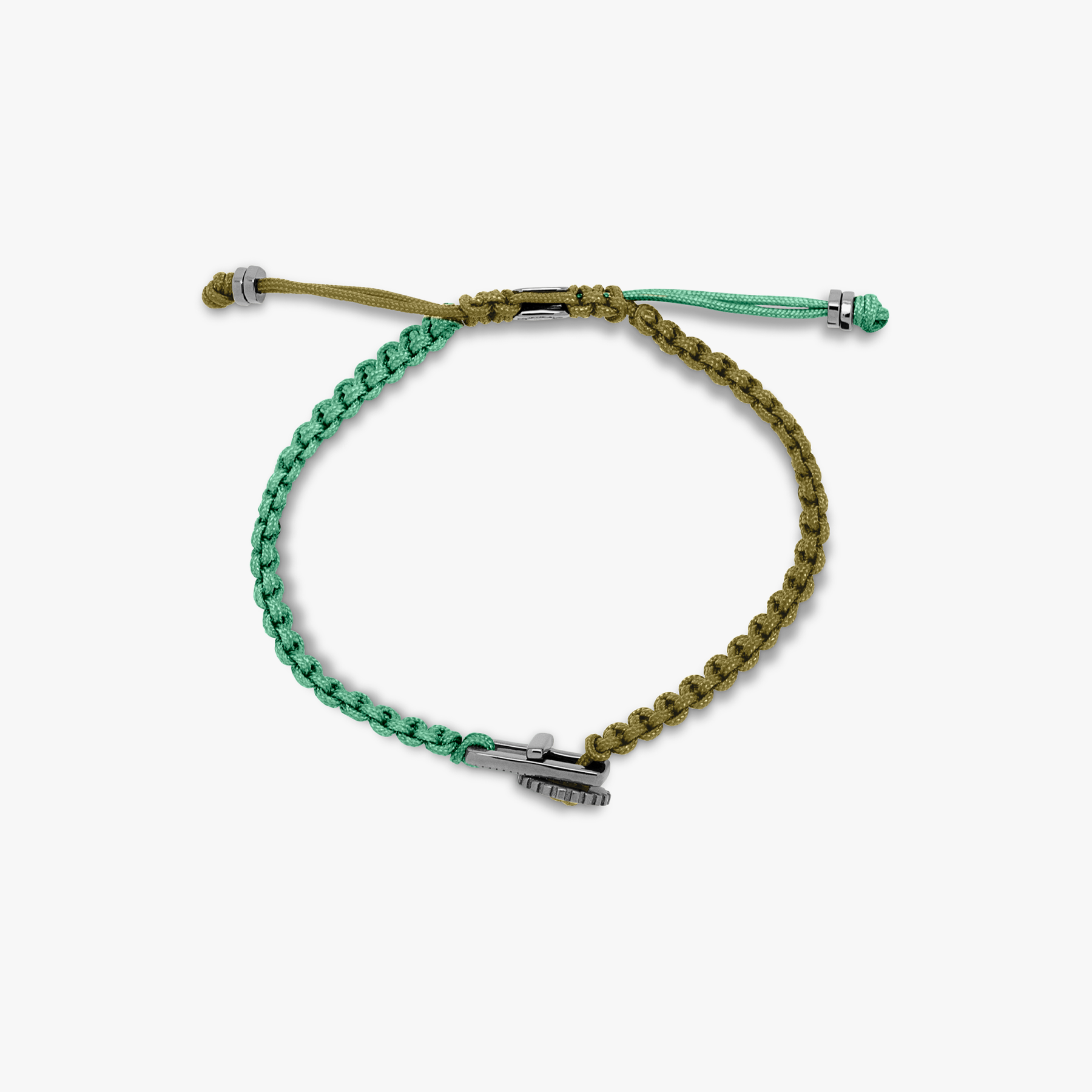 Gear Primo bracelet in green macramé with sterling silver