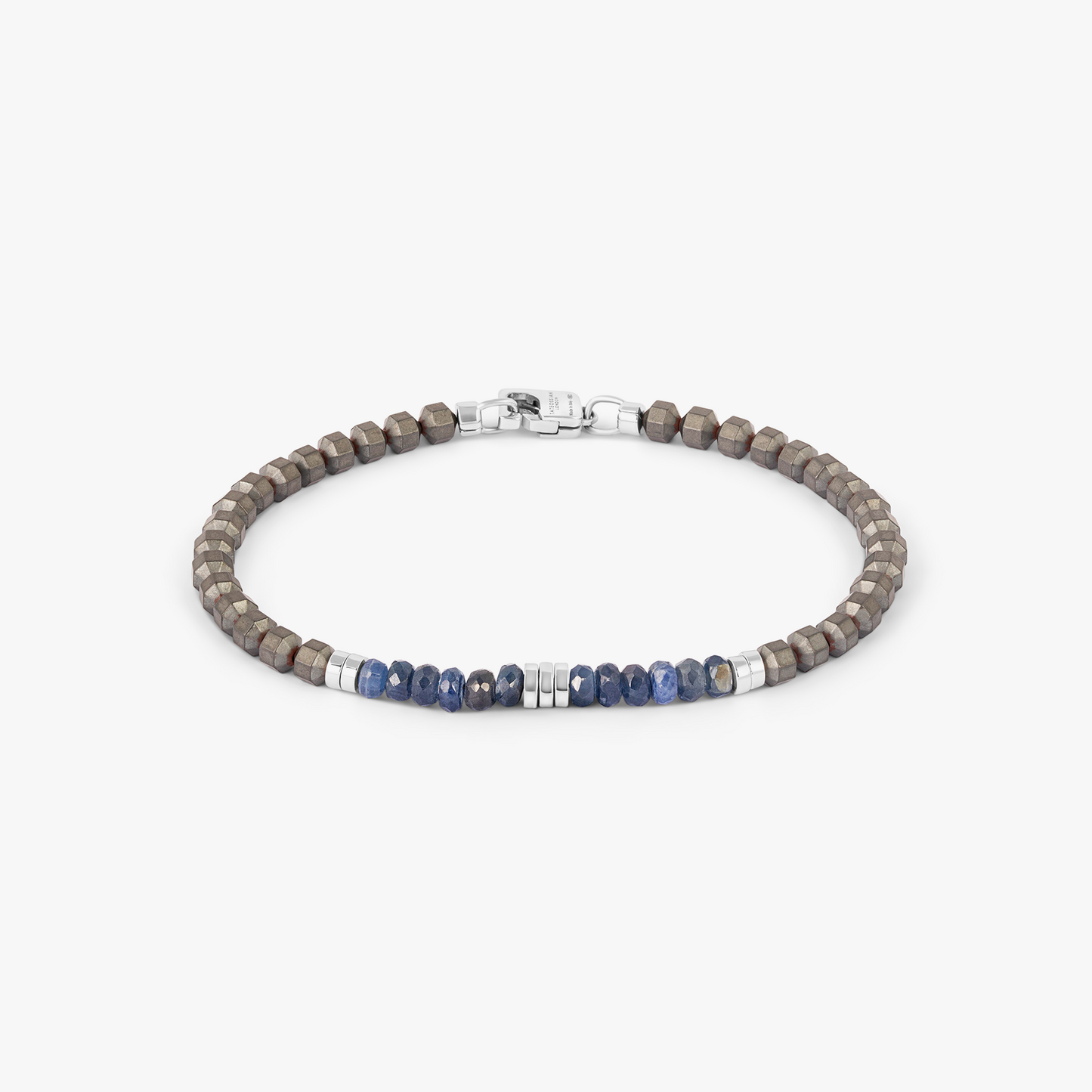 Icosahedron Beaded Bracelet With Sapphire And Grey Hematite