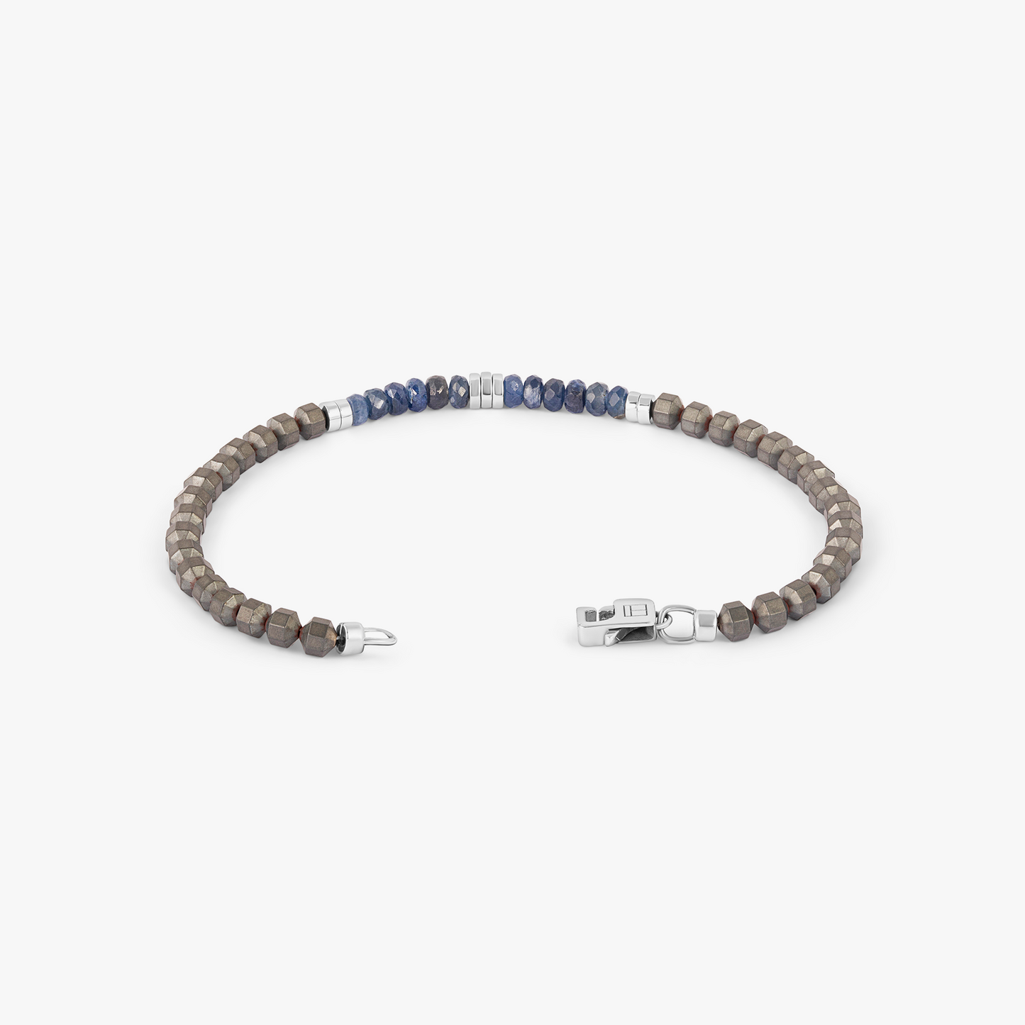 Icosahedron Beaded Bracelet With Sapphire And Grey Hematite