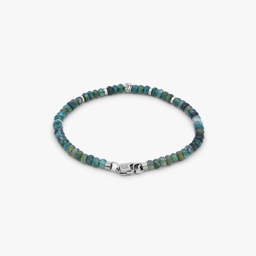 Nodo Beaded Bracelet In Green Moss Agate