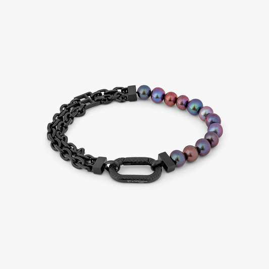 Catena Isaac Bracelet In IP Plated Stainless Steel with Black Pearls