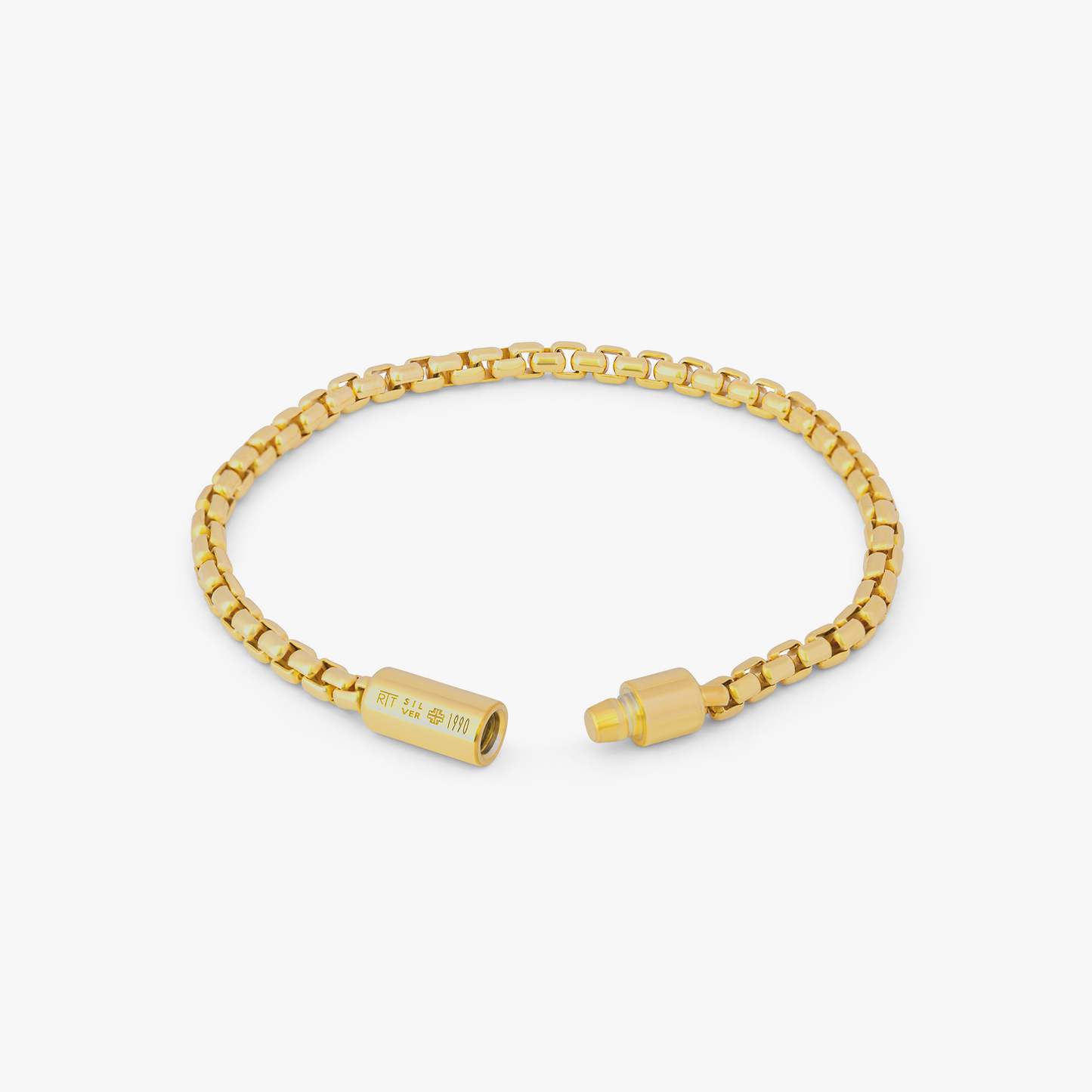 Pop Sleek Box Chain Bracelet In Yellow Gold Plated