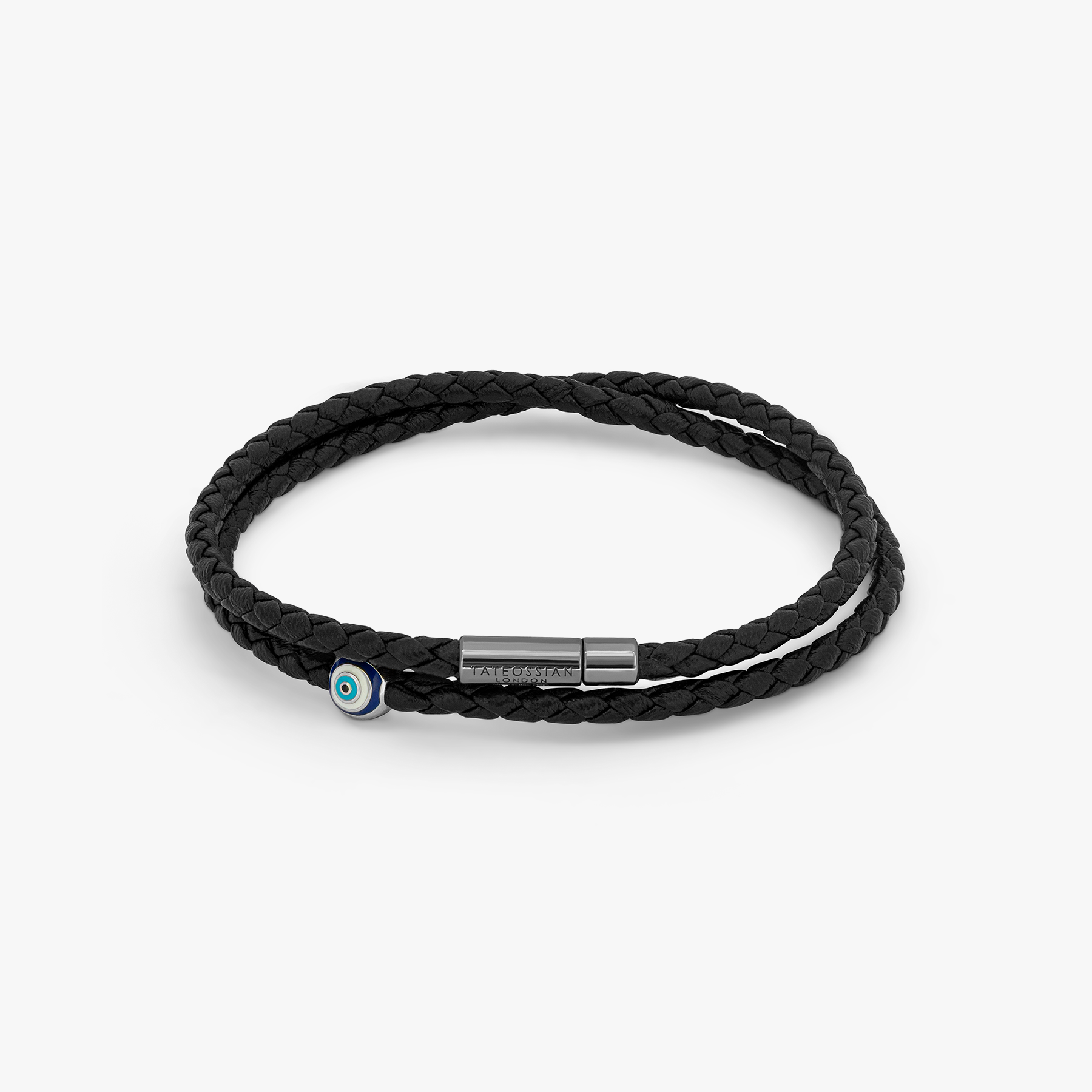 Mini Pop Corn Pelle Bracelet in Black Eco-Friendly Leather With Ruthenium Plated Silver