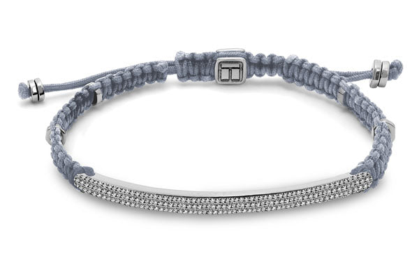 Macrame Windsor Diamond Bracelet In Grey With Rhodium Plated Silver- (1.08Ct)