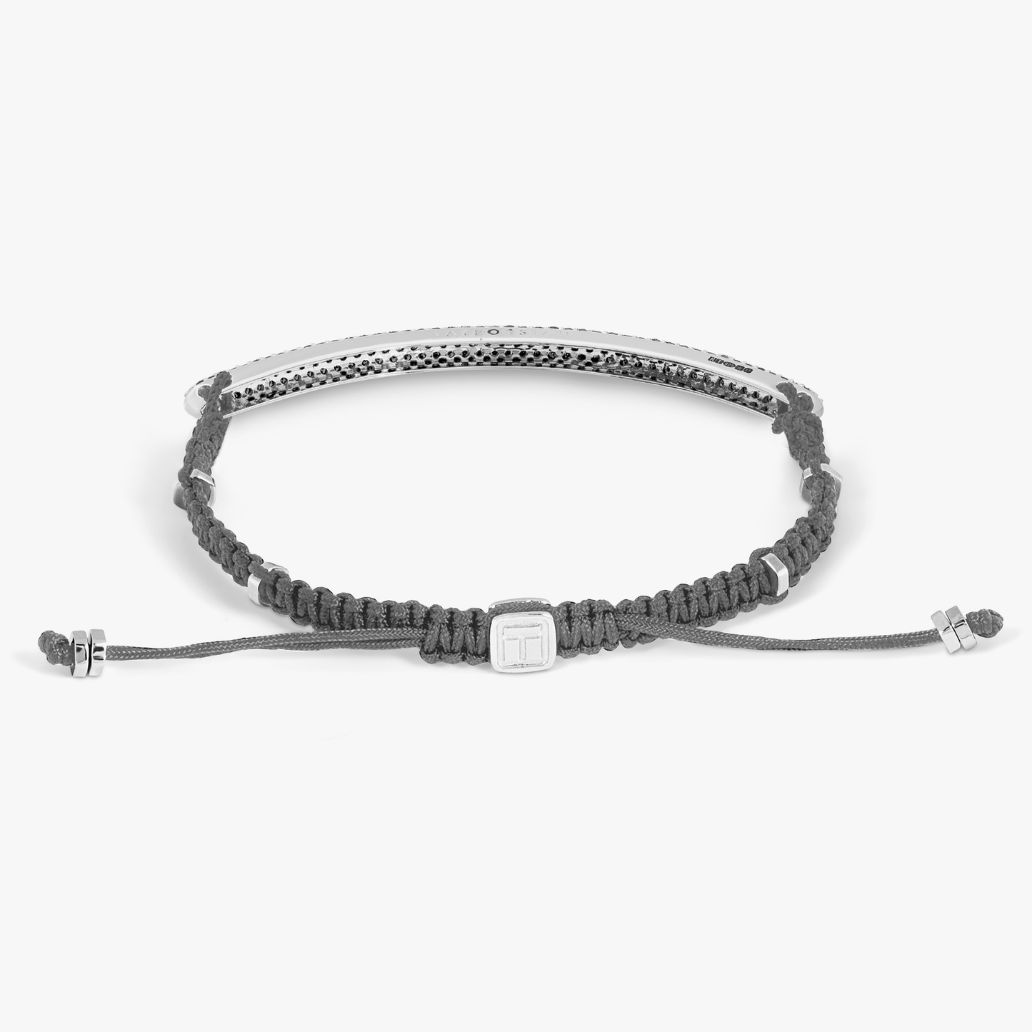 Macrame Windsor Black Diamond Bracelet In Grey With Rhodium Plated Silver - (1.08Ct)