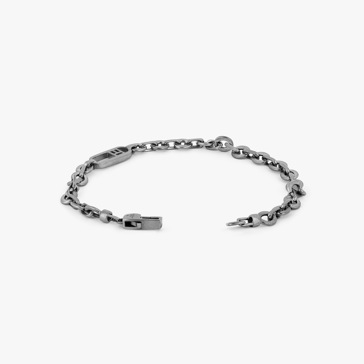 Catena Signifier Rogato Rolo Chain Bracelet in Black Rhodium Silver with "T" Logo