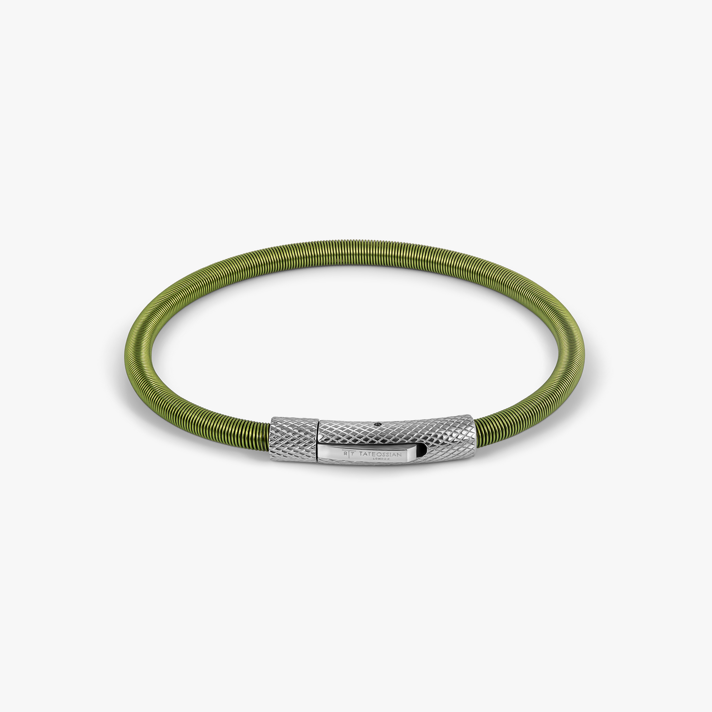 Seta Etched Click Nylon Bracelet in Stainless Steel with Green Coated Wire