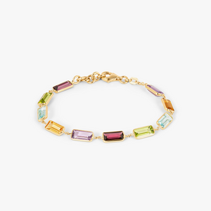 Rainbow Baguette Bracelet In 18K Yellow Gold