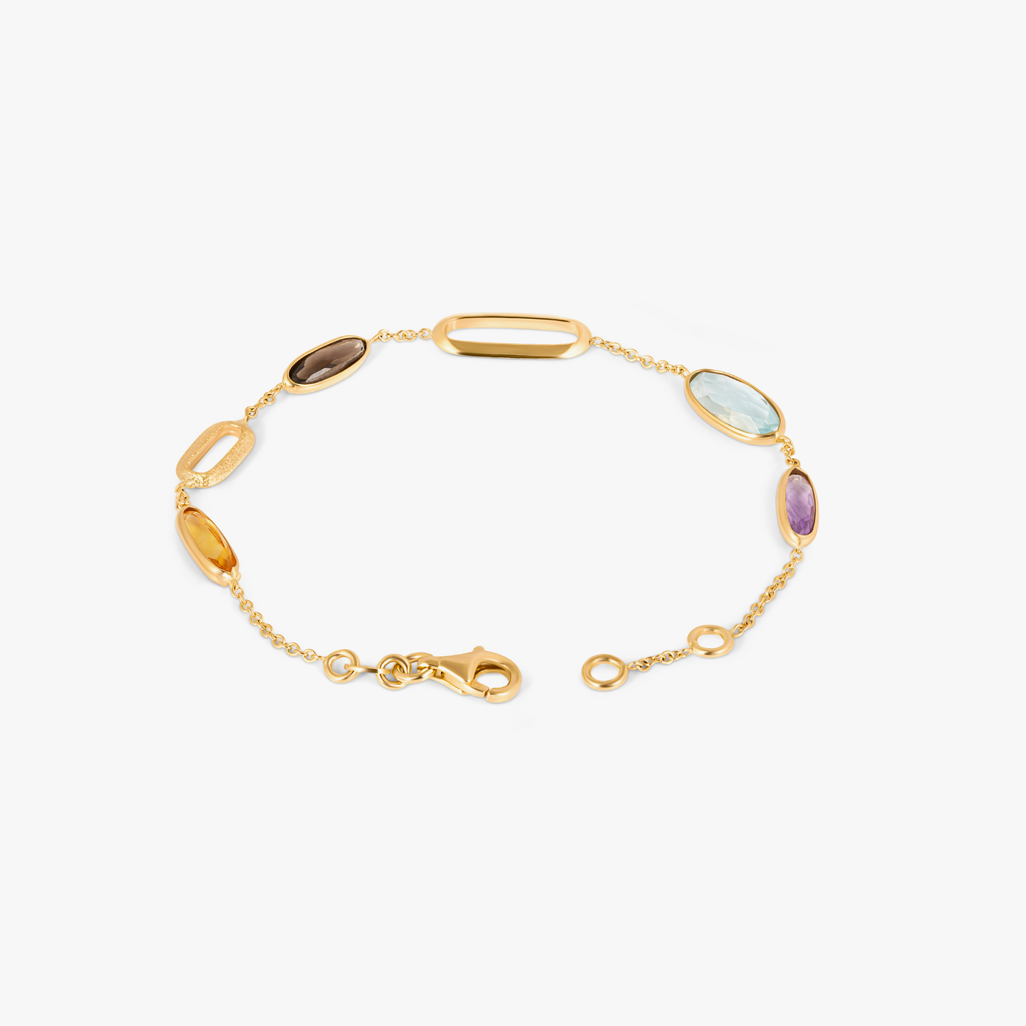 Obi Canna Bracelet In 14K Yellow Gold With Amethyst, Cytrine and Topaz