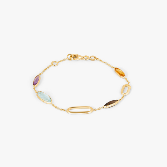 Obi Canna Bracelet In 14K Yellow Gold With Amethyst, Cytrine and Topaz