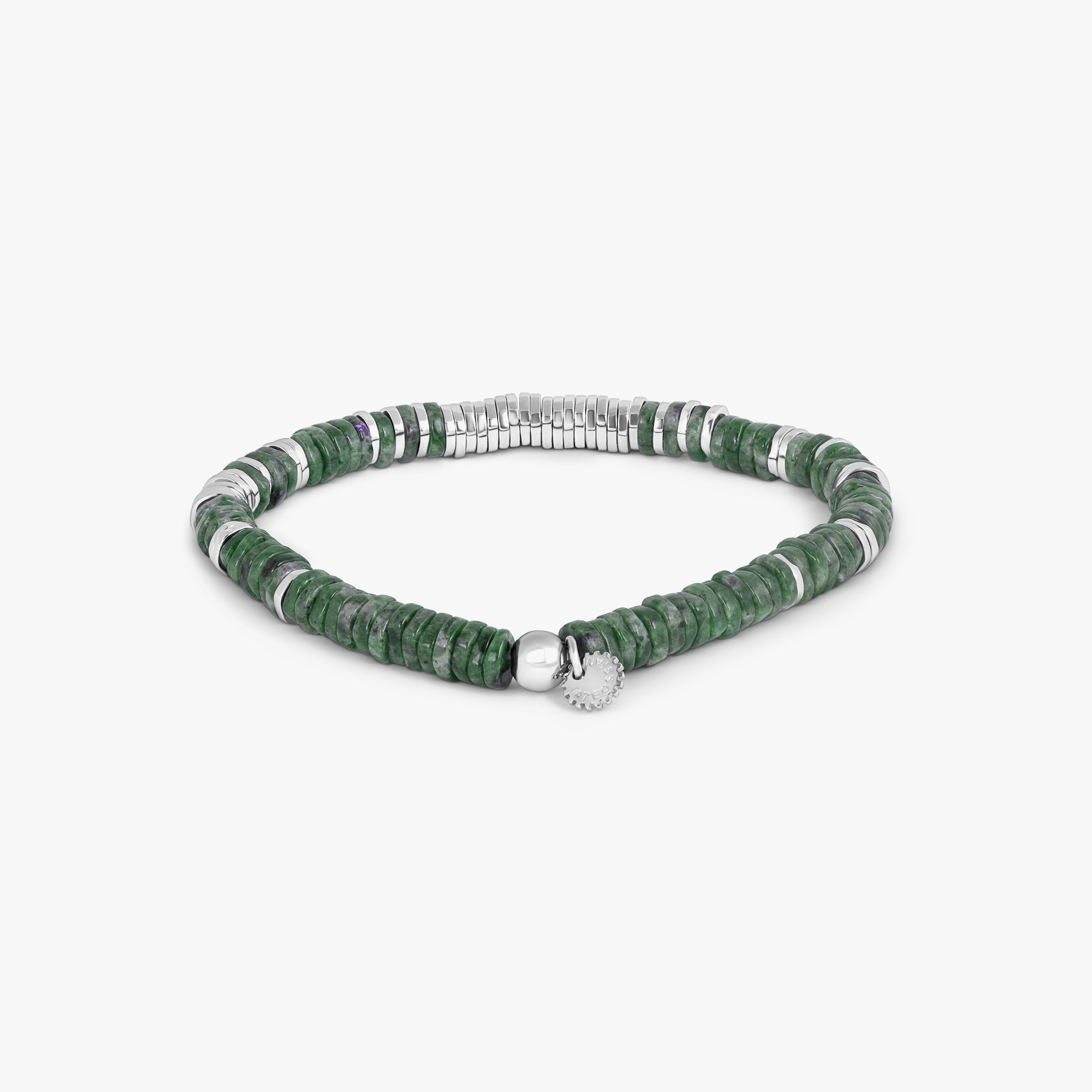 Constellation Bracelet In Rhodium Plated  Sterling Silver and Moss Agate