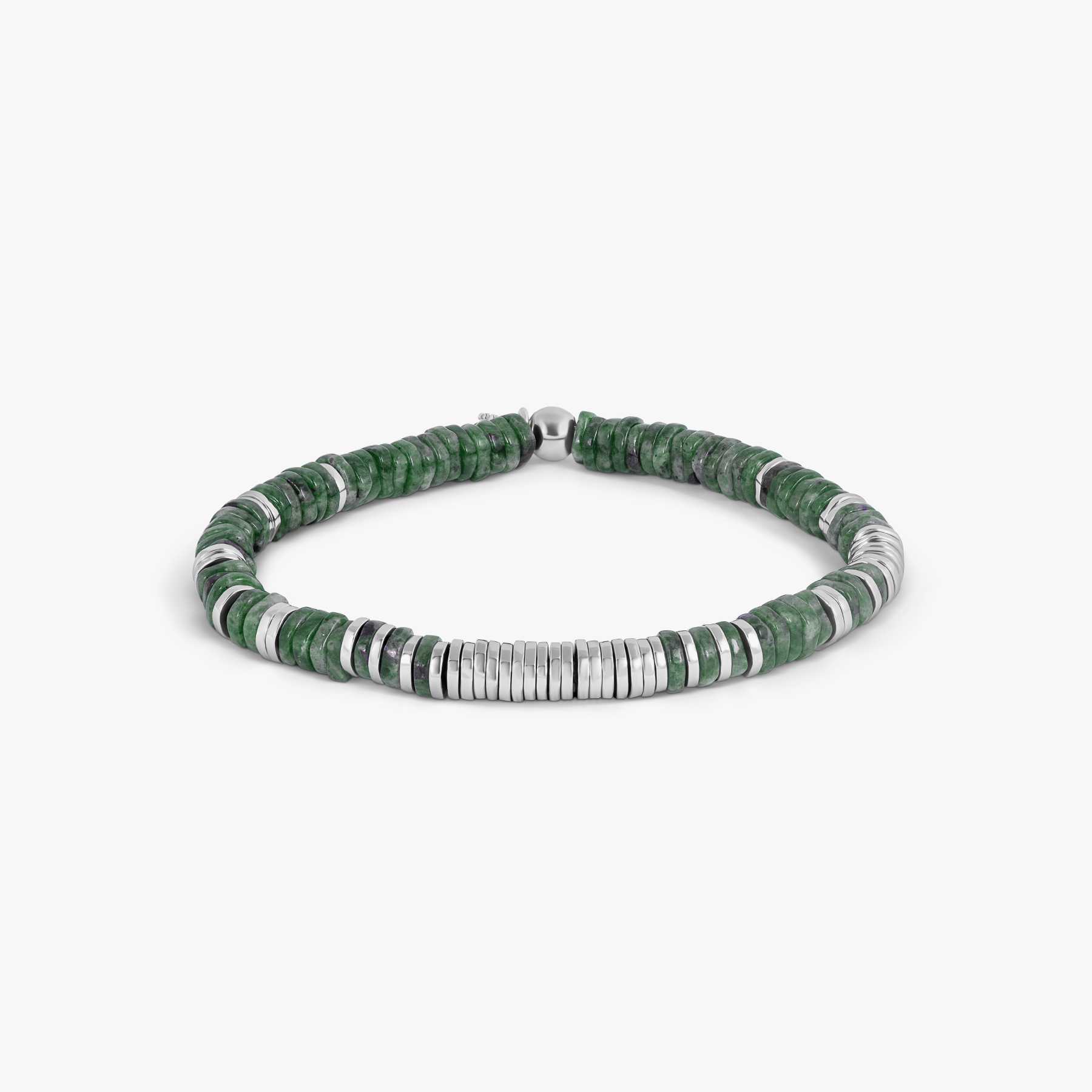 Constellation Bracelet In Rhodium Plated  Sterling Silver and Moss Agate