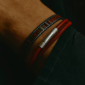 Mosaic Bracelet With Red Glass Beads